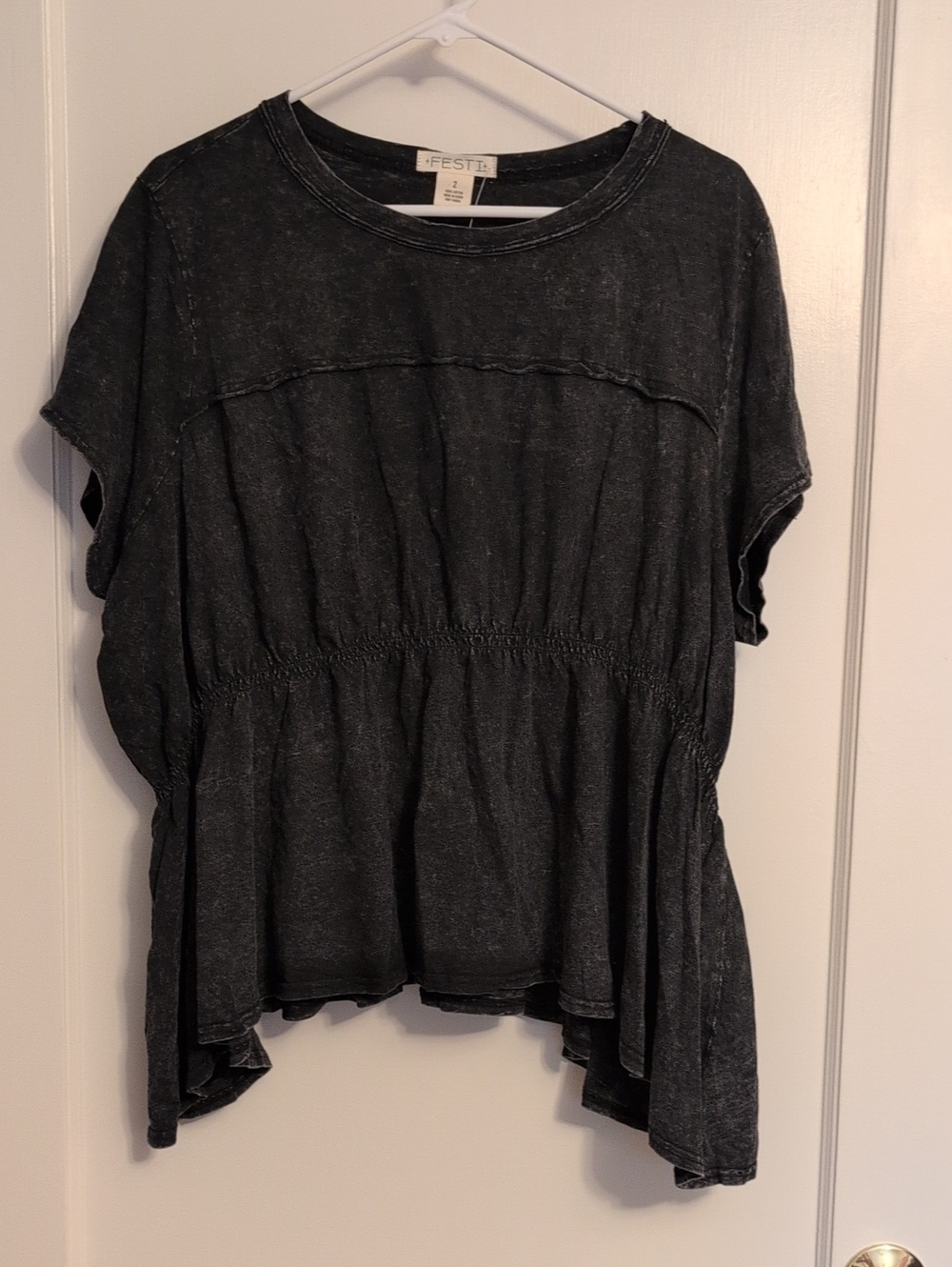 torrid Black Washed Peplum Short Sleeve Tunic